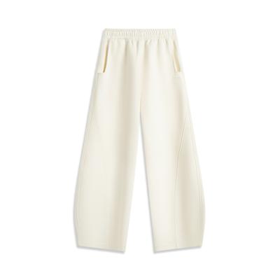 Li Ning Daily Prosperity Series Cny Zodiac Jaar Rechte Pijp Mid Rise Gebreide Sportbroek Dames broek Off-White AKLV108-3