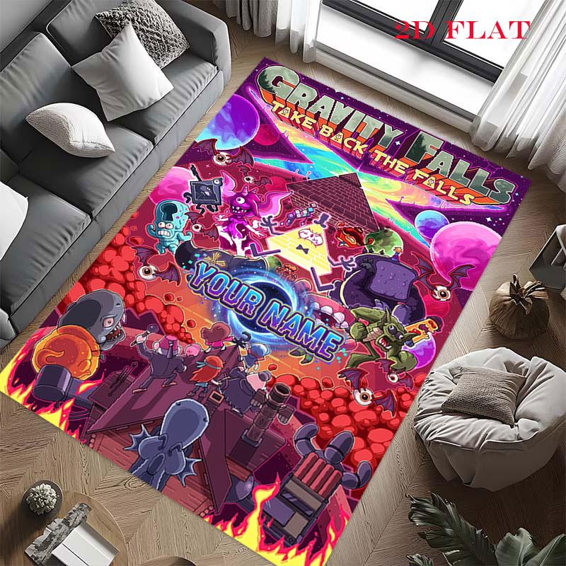 Benutzerdefinierter Gravity Falls Teppich für Wohnzimmer, Schlafzimmer, Zuhause, Sofadekoration, rutschfeste Bodenmatte für Kinder zum Spielen