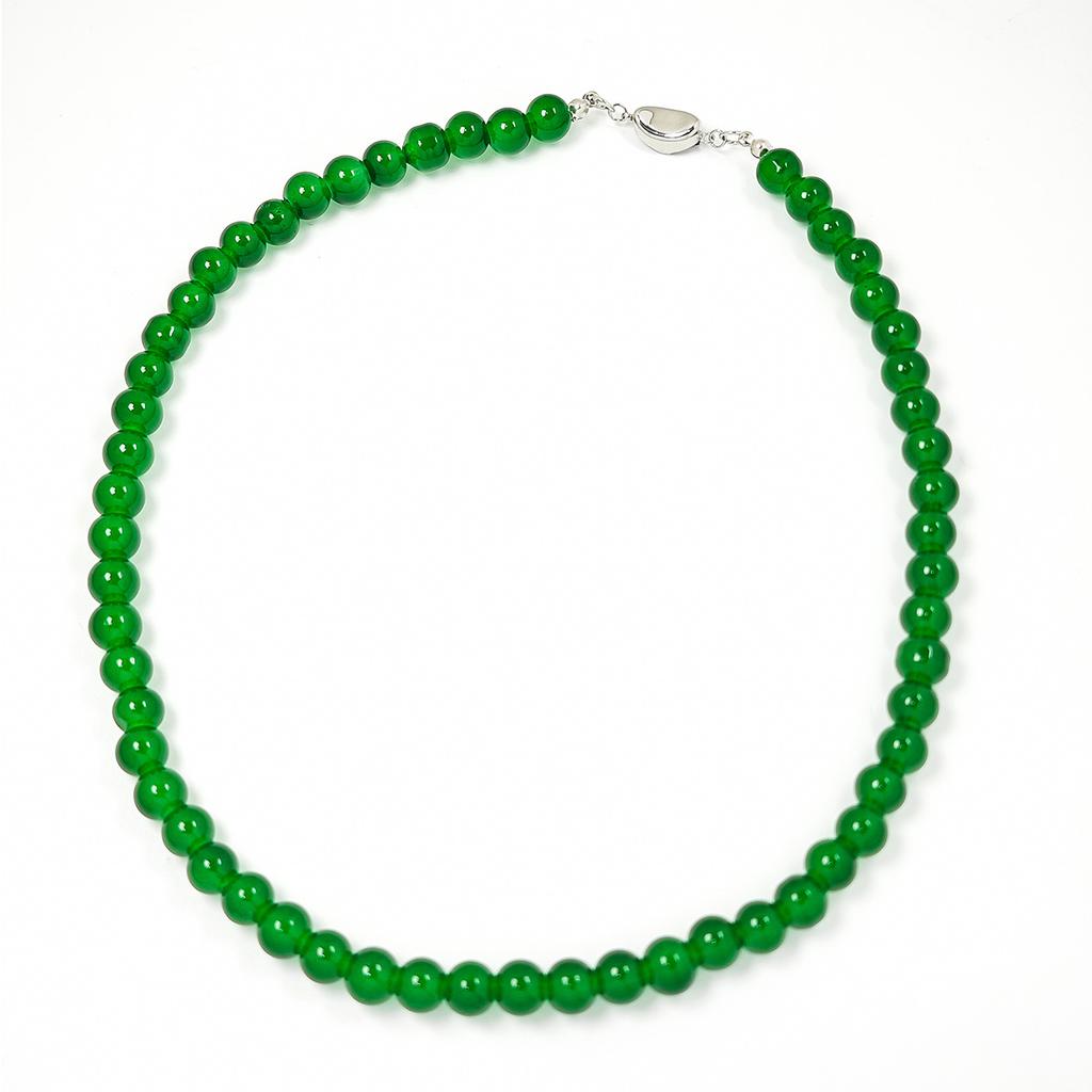 Ethnic Style Emerald Multi-Layer Pearl Necklace, Retro National Style Temperament White Beaded Collarbone Chain Female