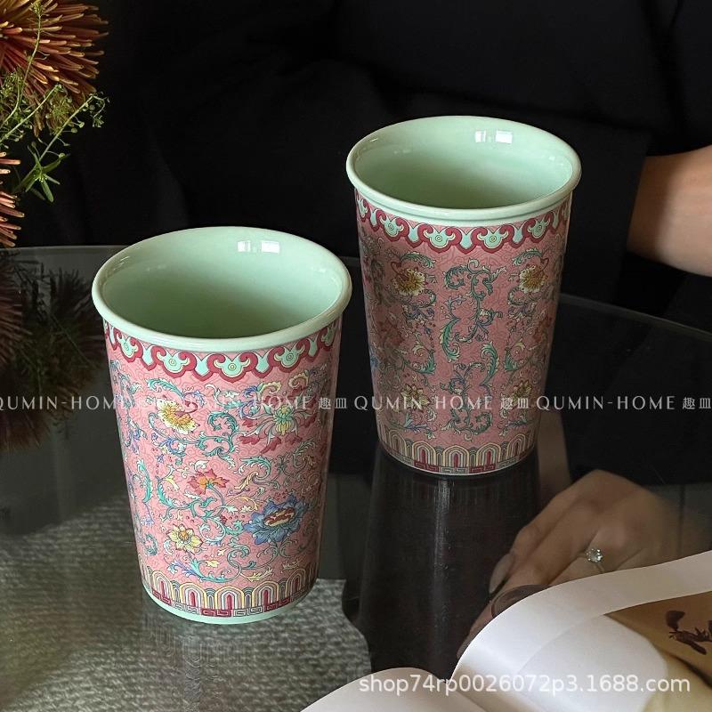 

2 PCS, Colored ceramic cups, retro mugs, hand-held cups, medieval style, coffee cups, tea cups