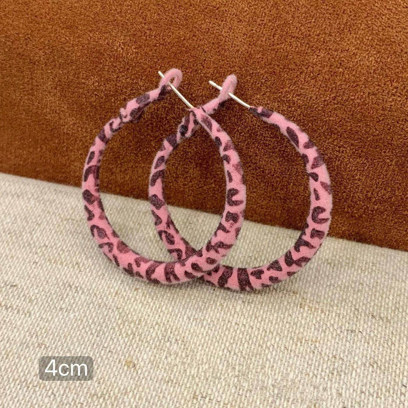 

New Trendy Y2K Charms Pink Plush Leopard Hoop Earrings for Women Korean Fashion Aesthetic Harajuku Sexy Accessories Jewelry Gift