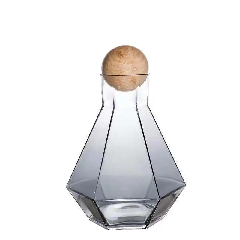 1300ml Large Capacity Hexagonal Cold Water Kettle Handmade Glass Juice Pot Household Heat-resistant Beverage Flower Tea Cup