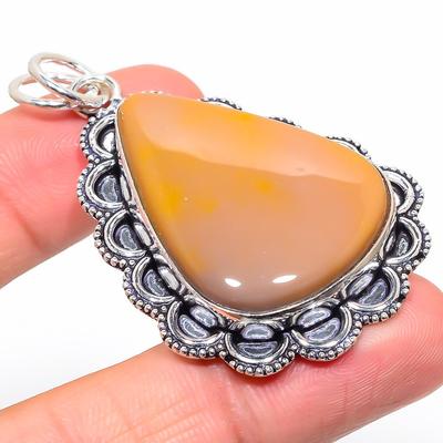 Natural Mookaite Gemstone Handmade 925 Sterling Silver Pendant 2.29" u9J92