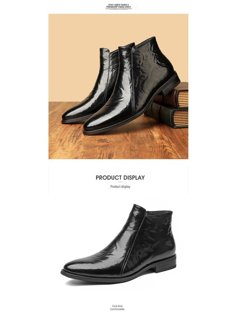 Men's Retro British Chelsea Boots - 2024 Autumn/Winter Pointed High-Top Leather with Plush Lining