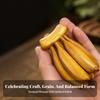 Wooden Banana Ornament Hand-Finished Wood Carving Handmade for Office