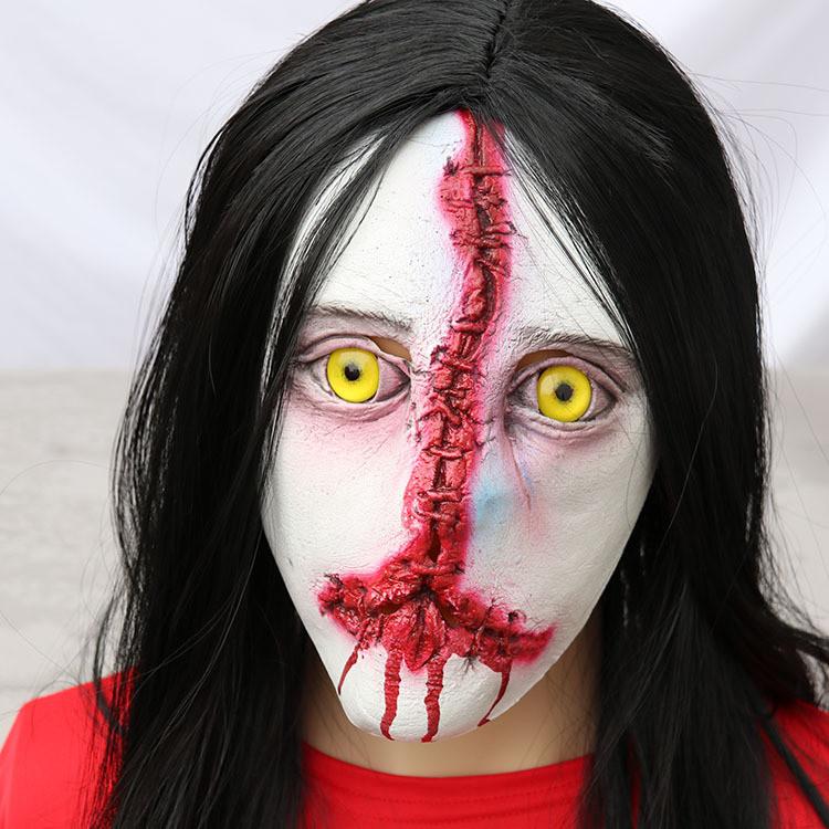 Long Ghost Hair Face Cosplay Mask For Halloween Haunted House Escape Games
