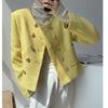 Sophisticated and Cute Round-necked Short Jacket with Double-breasted Buttons