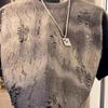 Men's Trendy Sequin Gradient Star T-Shirt - Light Luxury Korean Style, Short-Sleeve, Round Neck, Ripped Design