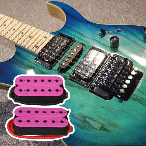 Yibuy Pair of Purple Electric Guitar Humbuckers, Dual Coil, Noiseless, Ceramic Magnet