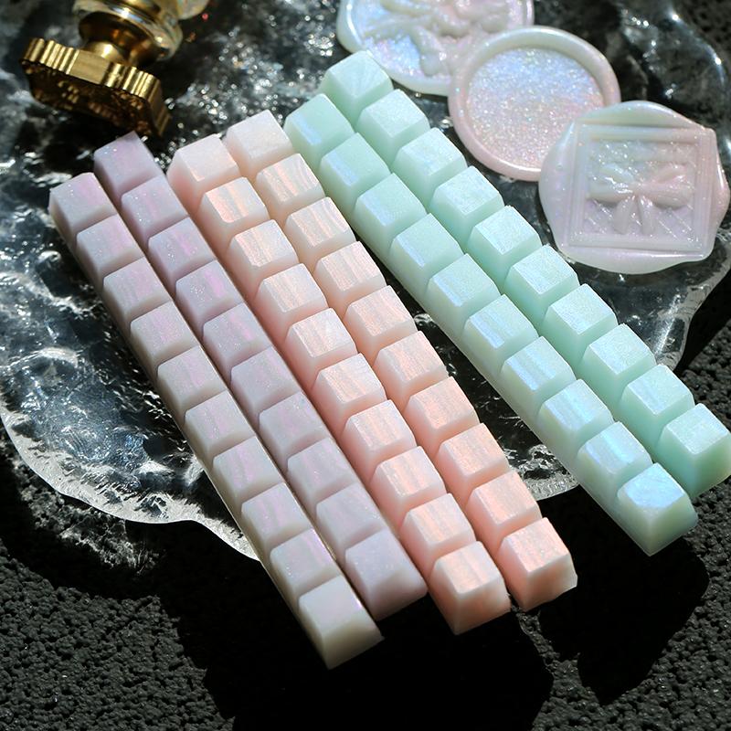 Pearlescent Mixed-Color Sealing Wax Beads Set Breakable Creative Shaped Chocolate Wax for DIY Crafts and Journaling