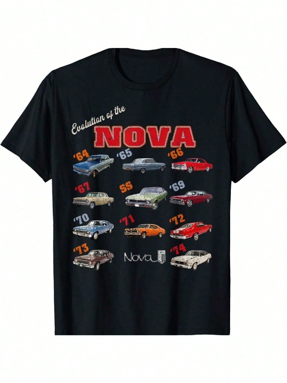 1969 72 63 64 65 66 67 68 70 71 73 74 Chevys Nova Эволюция Футболка S разноцветный