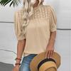 Women's Casual Lace,Trim Collar Puff Sleeve Breathable Shirt Top