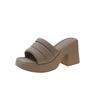 Waterproof Platform Thick-soled Cool Slippers, Women's Trendy Outer Wear One-word Slippers, New Thick-heeled High-heeled Shoes In Summer