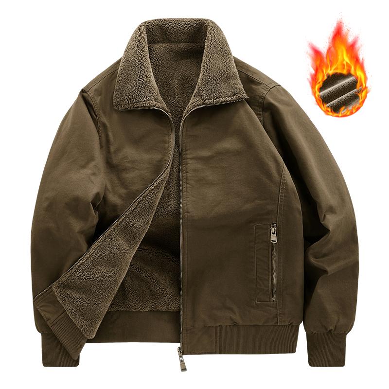 Men's Velvet Jacket, Reversible Cotton Jacket, Velvet Thickened Jacket, Outdoor Casual Lapel Top For Men