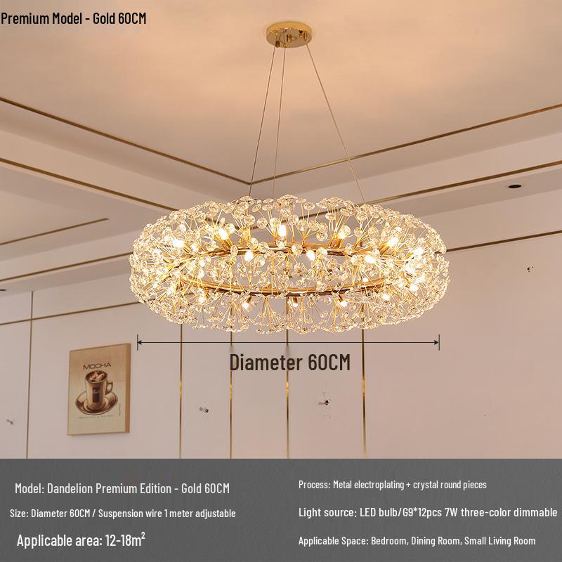 Modern Crystal Dandelion Chandelier for Living Room, Bedroom, or Dining Room - 2025 Style