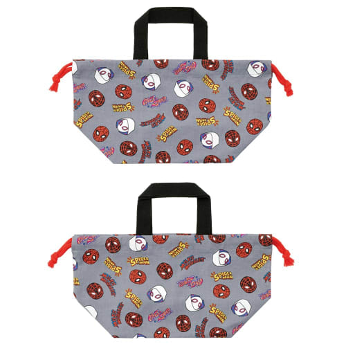 Skater Children's Lunch Box Drawstring Bag with Gusset Kids Made in Japan Spiderman Pop Comics Boys KB7