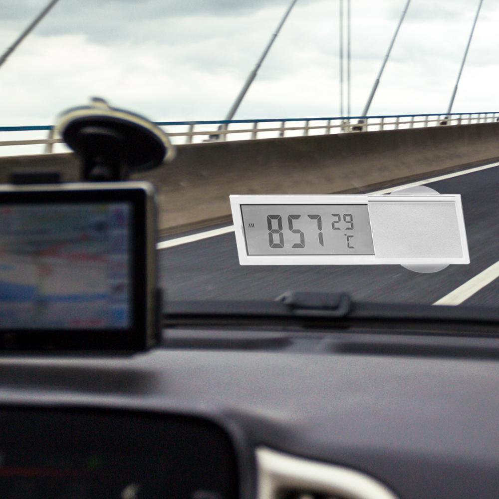 Automobilové elektronické hodiny Teploměr LCD displej Čas Teplota 2 v 1 Přísavkový typ Ozdoba interiéru auta Příslušenství