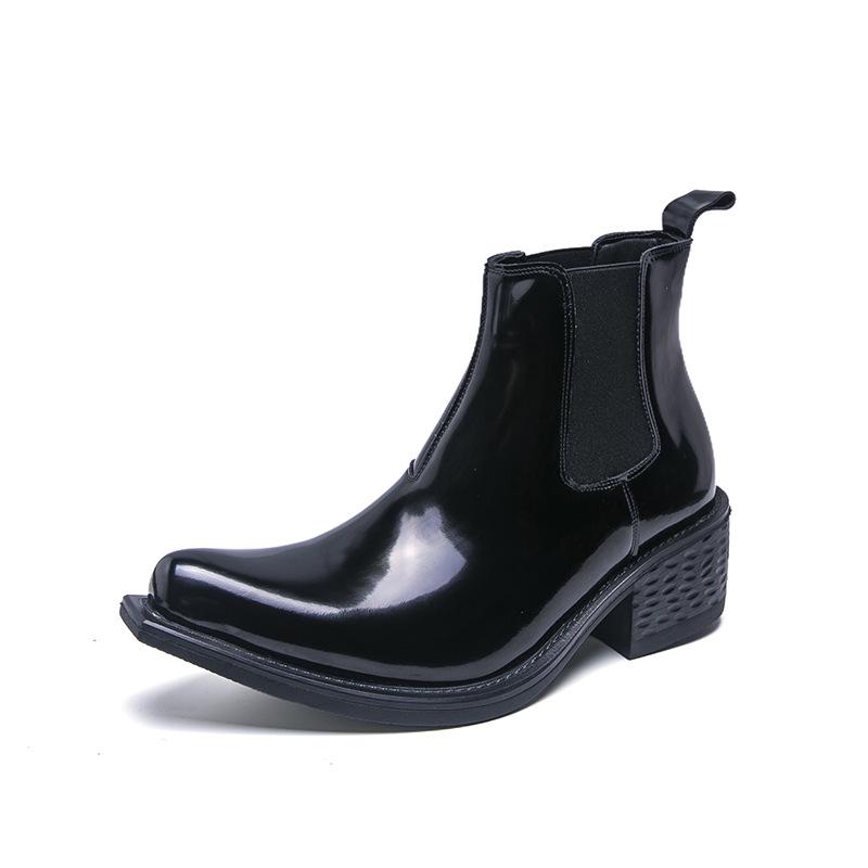 Men s Plus Size Glossy Leather Slip-on Boots: British Style Autumn/Winter Fashion Size 39