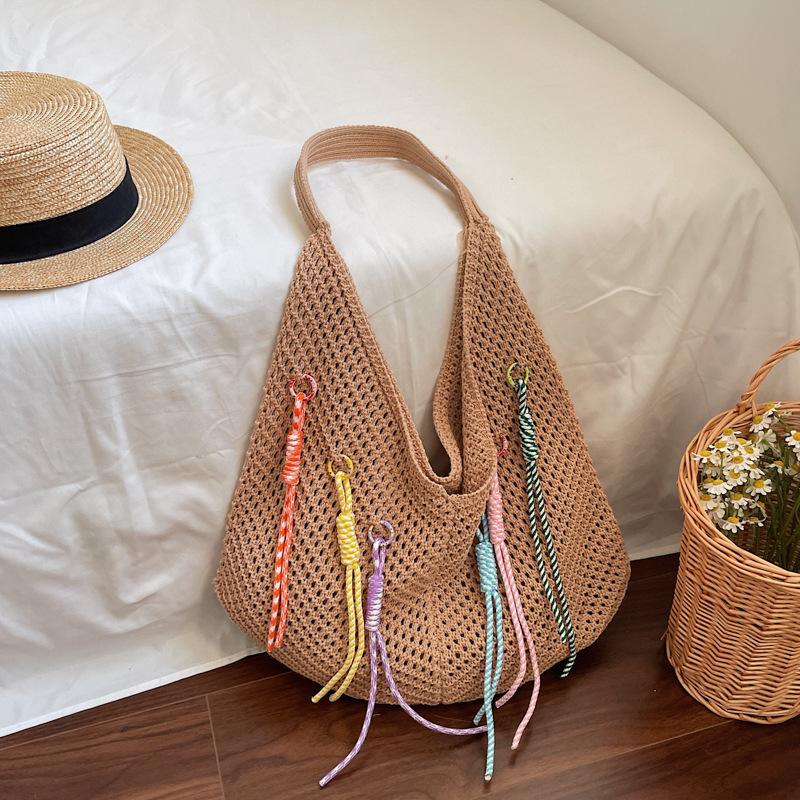 

One shoulder woven bag summer new vacation leisure beach bag crochet bag portable tote bag хаки