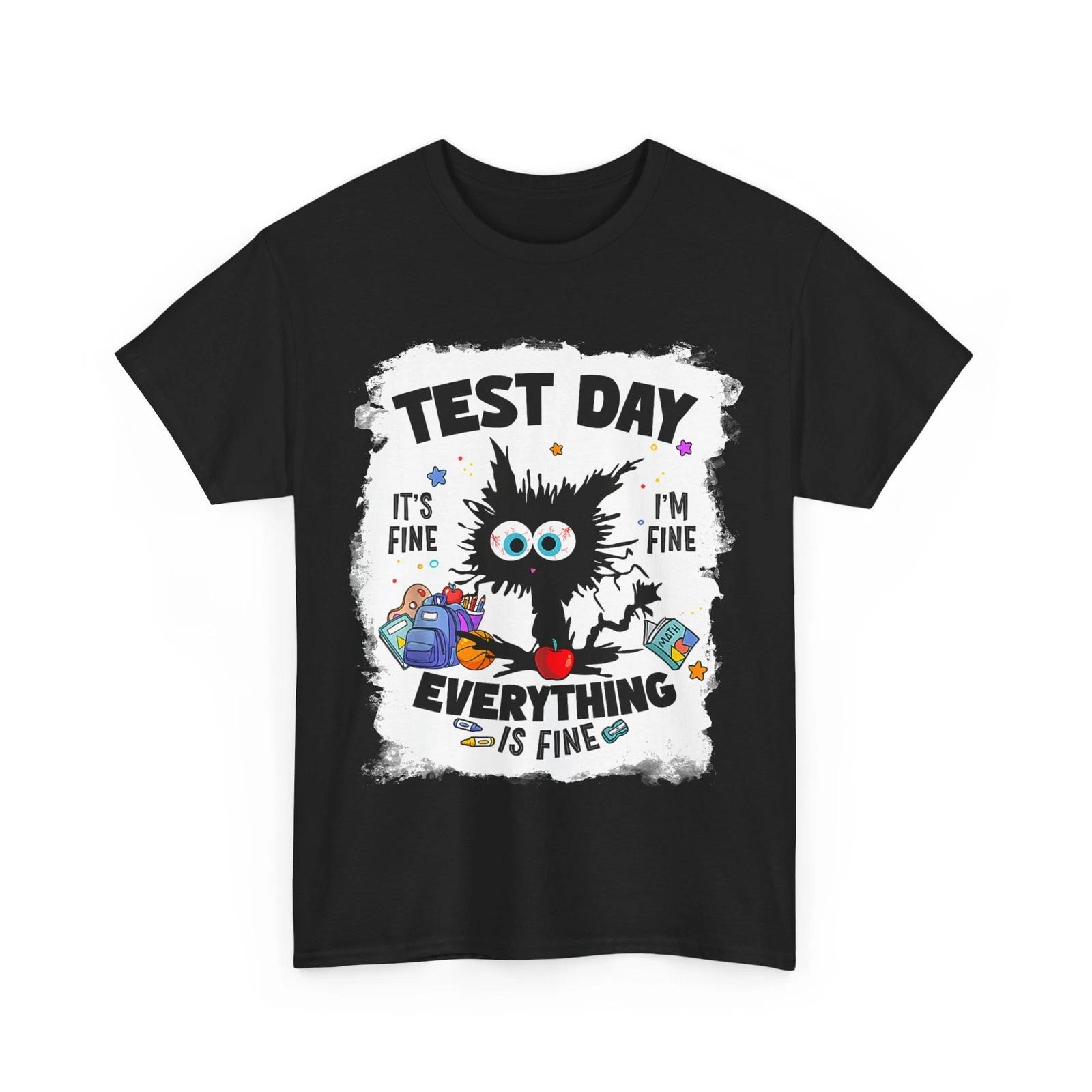 

Testing Day T-Shirt, Stressed Cat Teachers Students Funny Shirt 3XL