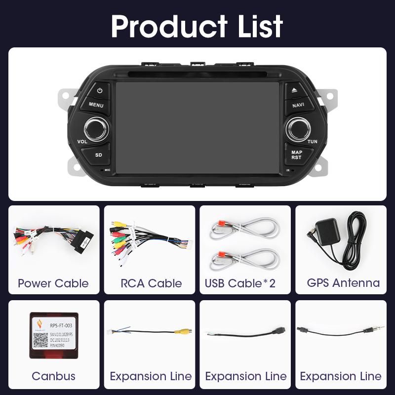 2 Din 7 Inch Android 12 For FIAT TIPO EGEA 2015 - 2017 Car Radio Stereo Multimedia Video Player GPS Navigation Carplay Auto WIFI