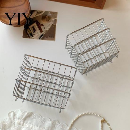 Hollow Grid Organizer Stainless Steel Storage Basket, Desktop And Wall Mount Placement Wire Bin Organizer, Breathable Metal for Kitchen Pantry