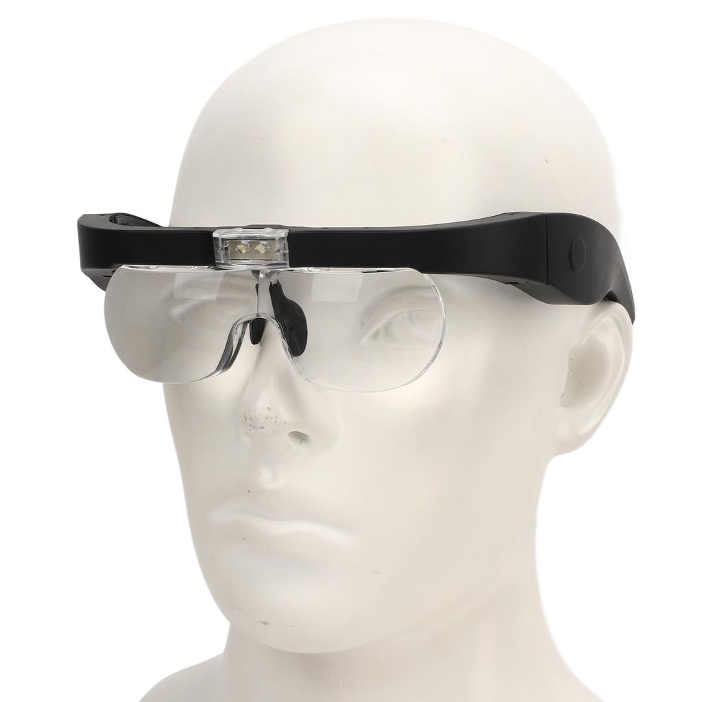 Headband Magnifying Glass Adjustable LED White Light 4 Interchangeable Lenses Head Mount Magnifier