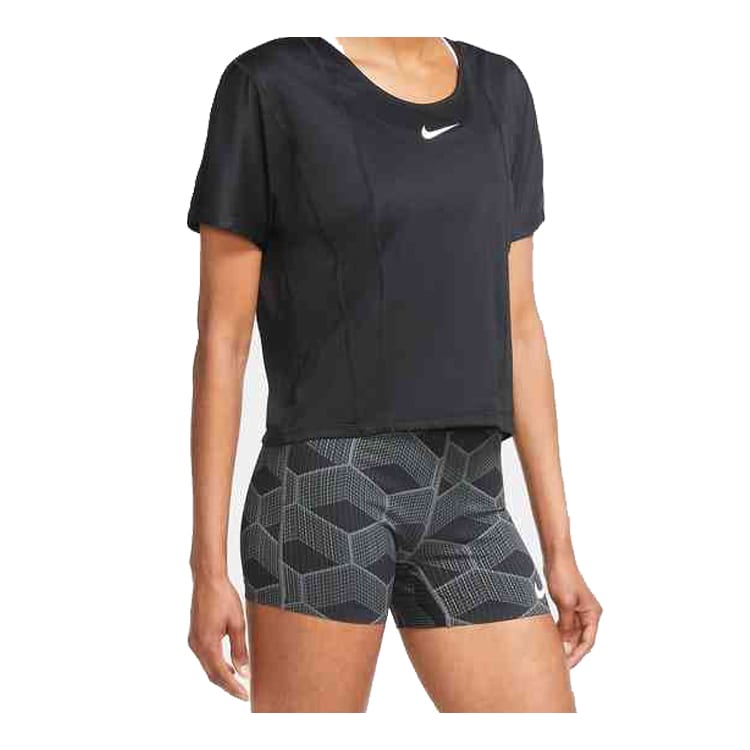 Nike T Shirts Women's Black Crew Neck Moderate Straight Fit CU3033-010