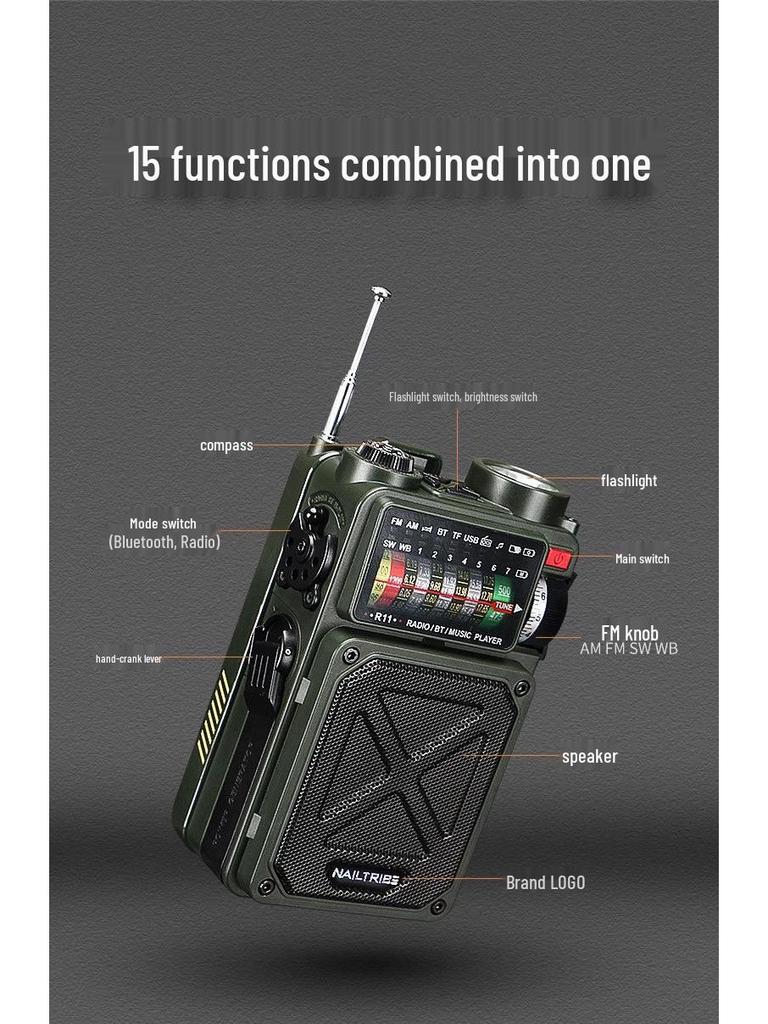 Emergency Solar Hand-Crank Radio and Flashlight for Disaster Preparedness