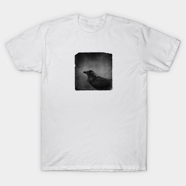 Men Black Print T-shirt Black Bird - Raven No-Cut Transfer Paper Print Cotton Tshirt 4XL