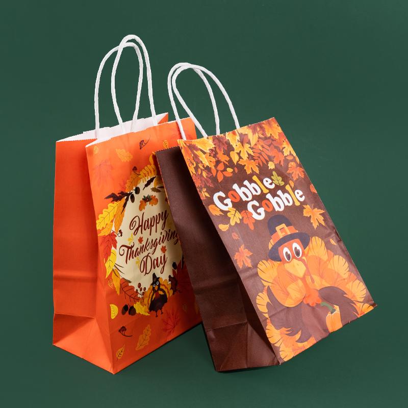 StoBag Thanksgiving Eco-Friendly Kraft Paper Tote Gifts Bags for packing Goodies Presents Candy Perfect for Parties 12/30pcs