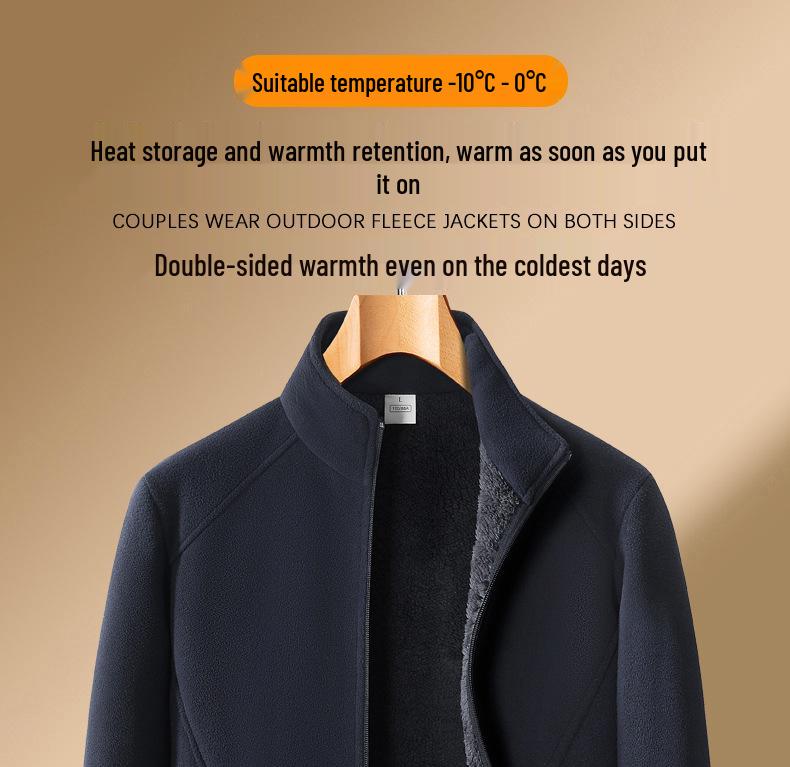 Men's Large Fleece Jacket: Warm Lined, Thickened for Autumn and Winter - Perfect for Middle-Aged Dads.