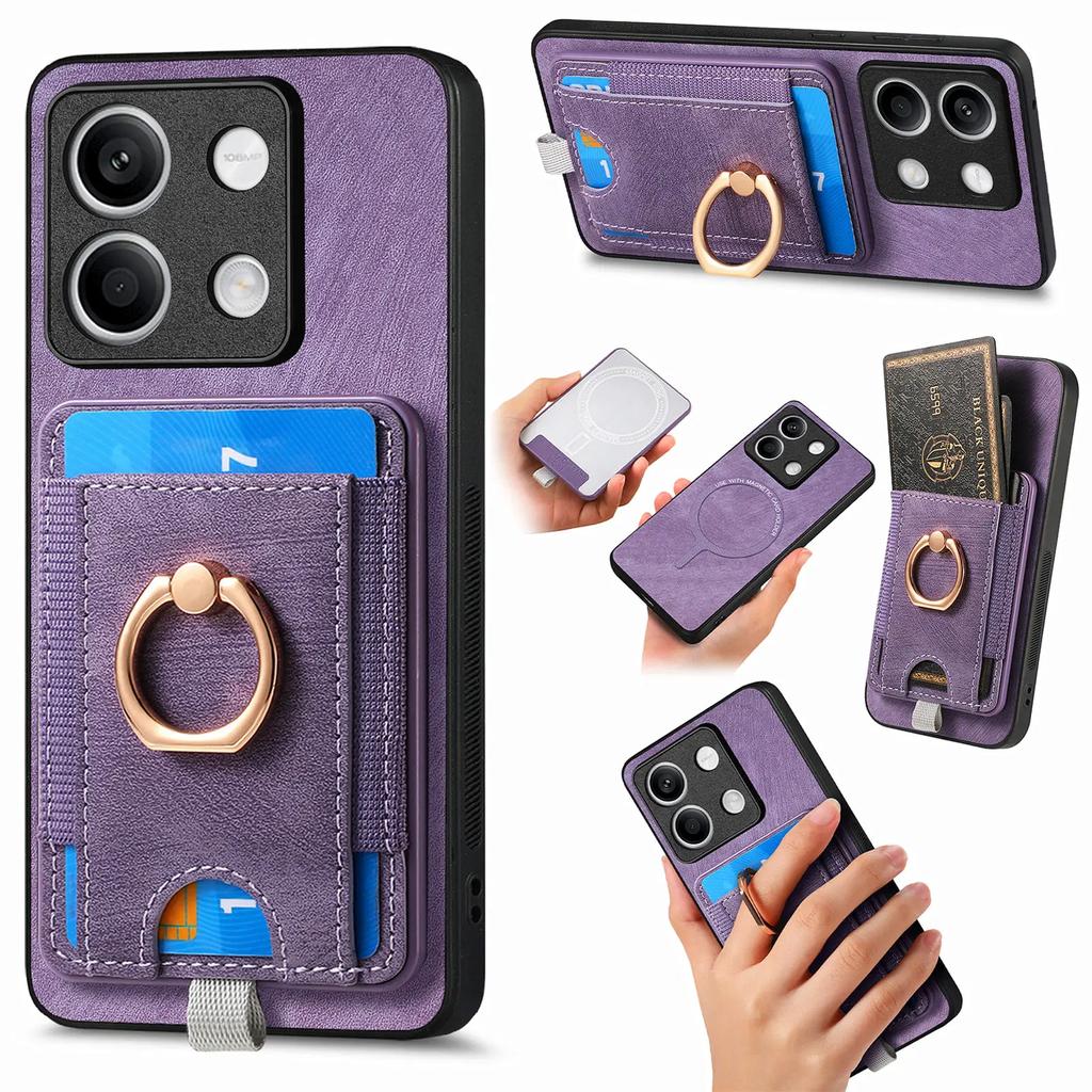 2 in 1 Detachable Cards Solt Wallet Case For Xiaomi Redmi Note 13 12 11 10 Pro POCO X4 X5 F5 X6 13T 13C Ring Holder Bag Cover