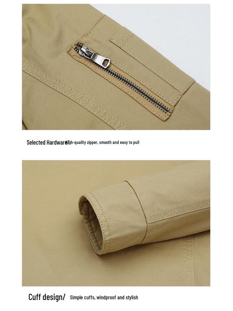 Men's Mid-Length Casual Cotton Jacket - Spring & Autumn, Plus Size, Loose Fit, Outdoor Sports, Dad Style.