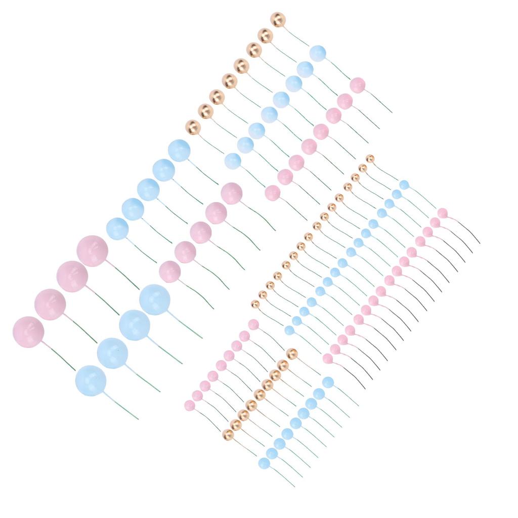 120 STÜCKE Kugel Kuchen Topper Stäbe Blau Roségold 1,5cm 2cm 2,5cm 3cm 4cm Schaumstoffkugeln Kuchen Dekorationen für Geburtstagstorte