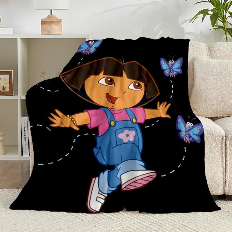 1PC The Explorer do-ra Adventure Flannel Blanket Gift, Suitable for Both Men And Women, Soft Ideal for Beds And Sofa, Birthday Or Christmas Gift