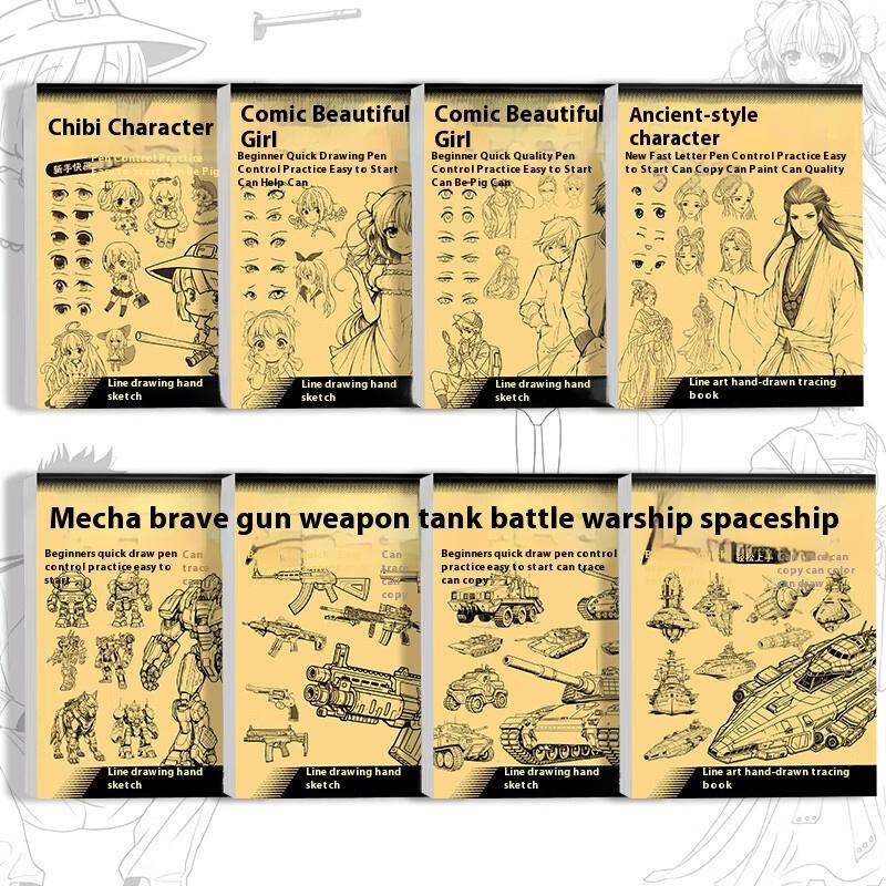 1Pcs 48 Pages Simple Hand-Drawn Outlines Anime Character Line Art Drawing Book For Beginners Tracing & Practice Painting