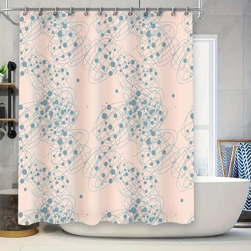 

Lavender Blue Atom Print Shower Curtain For Bathroom Decor Home Accessories W60H190(CM)-1 Pcs