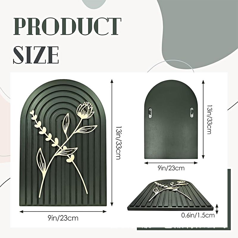 1PC Wooden Arch Kitchen Dresser Ornaments Bedroom Dark Green Living Room Wall Shelf Bohemian