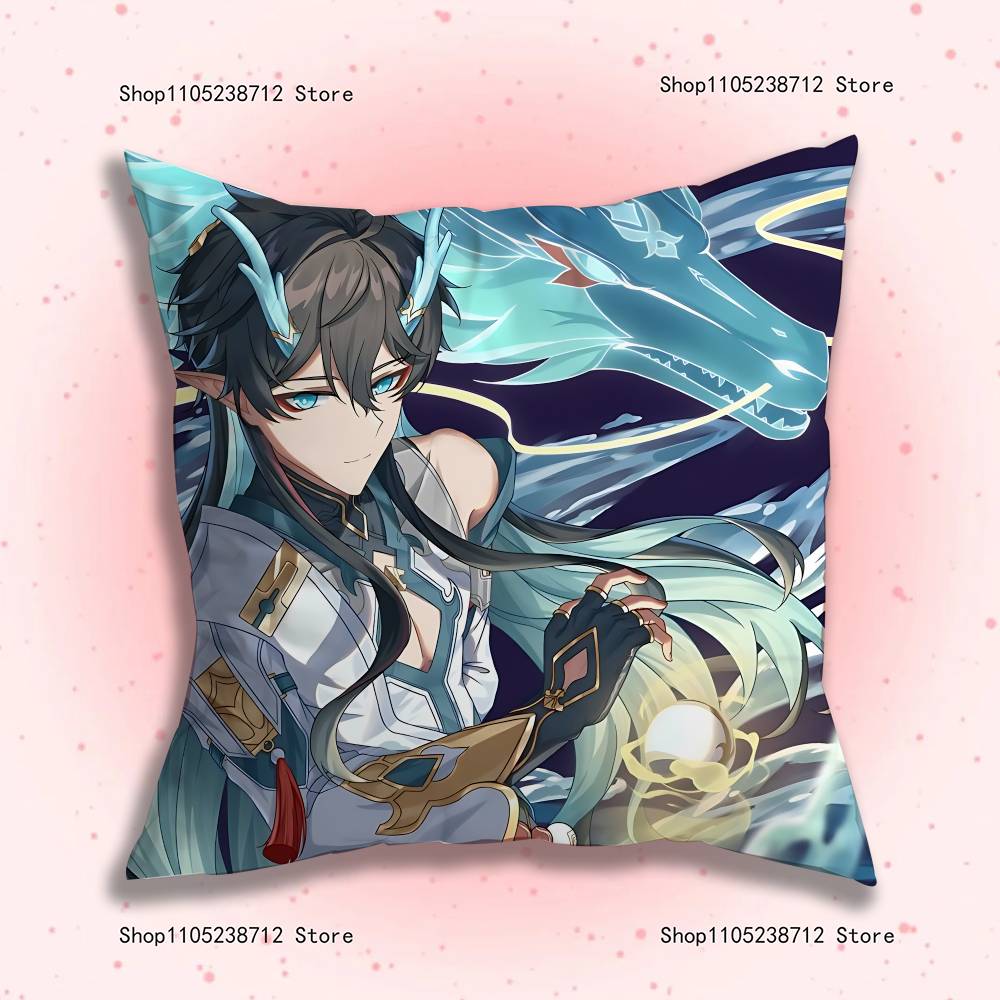 

H-Honkai K-Kafka D-Dans Heng Pillow Case Plush Fabric Soft Pillowcase Double Sided Print Sofa Cushion Cover Throw 12x12Inch