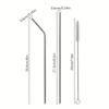 Reusable Metal Drinking Straight Bent Straws Portable Stainless Steel Travel Straw with Cleaning Brush 40oz Watercup Accessories