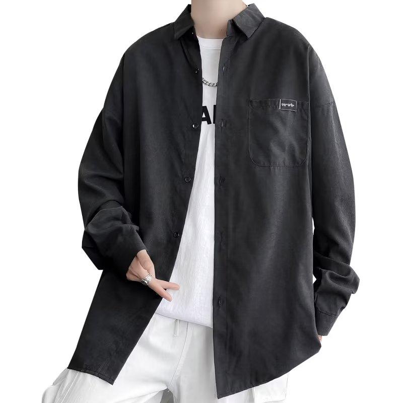Printed Letter Long Sleeve Shirt Japanese Hong Kong Style Ins Loose Shirt Boys Summer Trendy Versatile Casual Coat