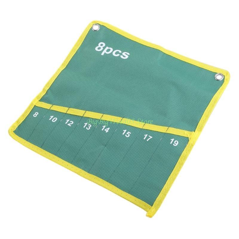24TE 8 Pockets Durable Canvas Spanner Wrench Tool Roll Up Storage Bag
