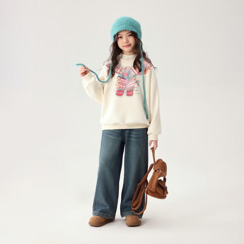 Pudding Haru Girls' Sweet Printed Hooded Sweatshirt