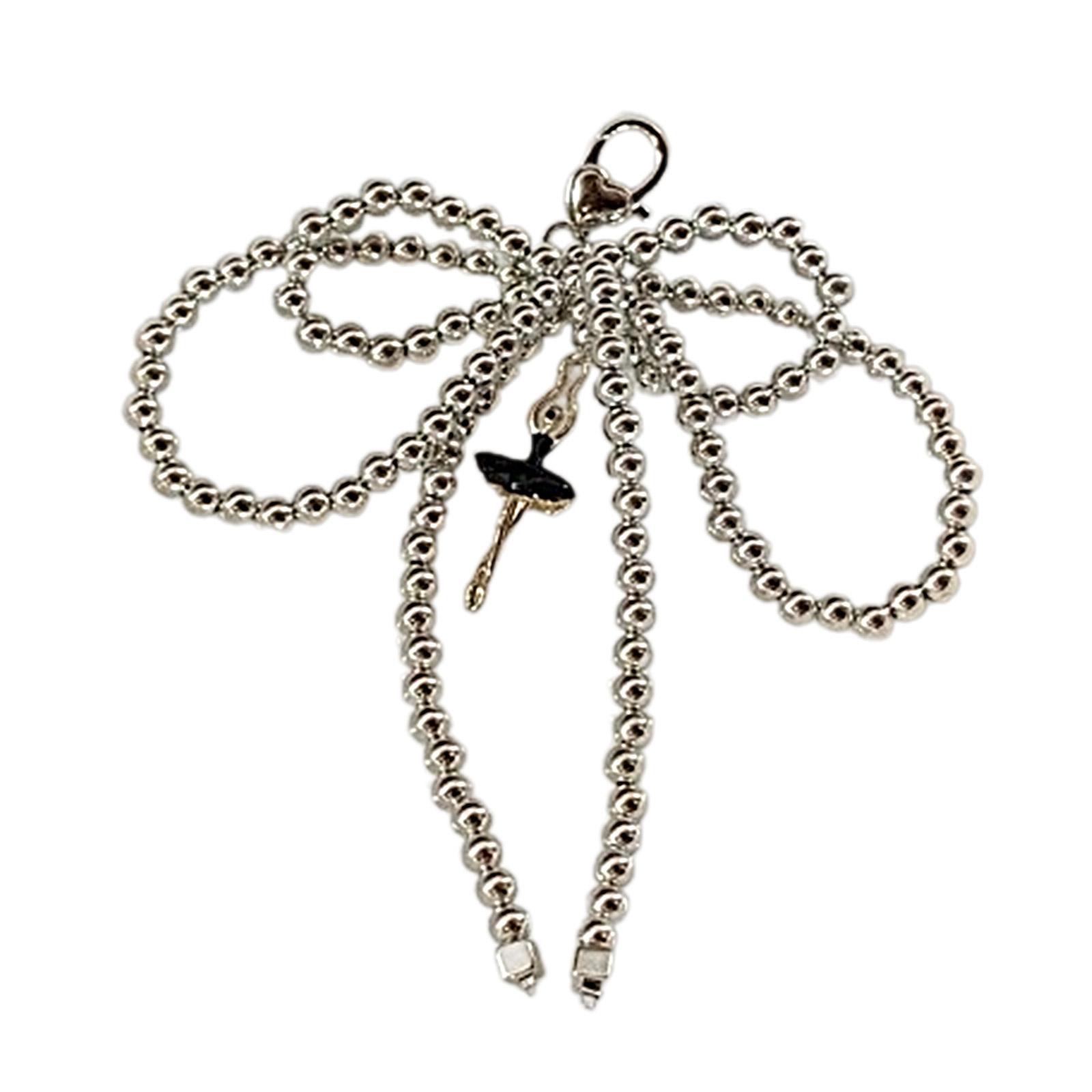 

Elegant Bowknot Keychain Sweet Keyring Phone Charm Bag Pendant for Women Handbag and Phone Decoration Accessory серебряный