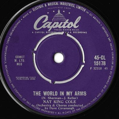 7inch Record NAT KING COLE - World In My Arms / Very Thought Of  45CL15178 Capitol Records 1960 UK Jazz Used