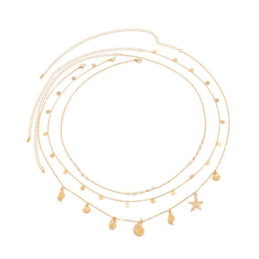 Beach Resort Wind Conch Starfish Waist Chain Female, Sexy Imitation Pearl Fine Chain Shell Body Chain