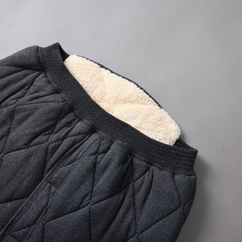 Men's Lamb Wool Coat Set: Thick Cotton-Padded Winter Jacket for Middle-Aged and Elderly, Plus Size Available