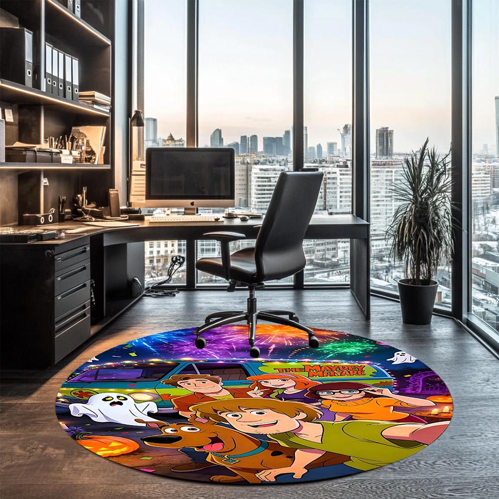 Scooby-Doo Printed Round Rug Carpet Chair Rug Area Rug Entryway Doormats,for Office Chair Living Room Bedroom Kitchen Room.