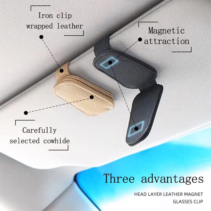 Magnetischer Sonnenbrillenhalter fürs Auto – luxuriöser Visierclip aus Rindsleder zum Schutz der Brille (4 Farben)